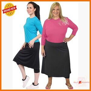 Midi Athletic Skirt with Leggings, UPF 50+ Quick-Dry Swim & Sports Skirt